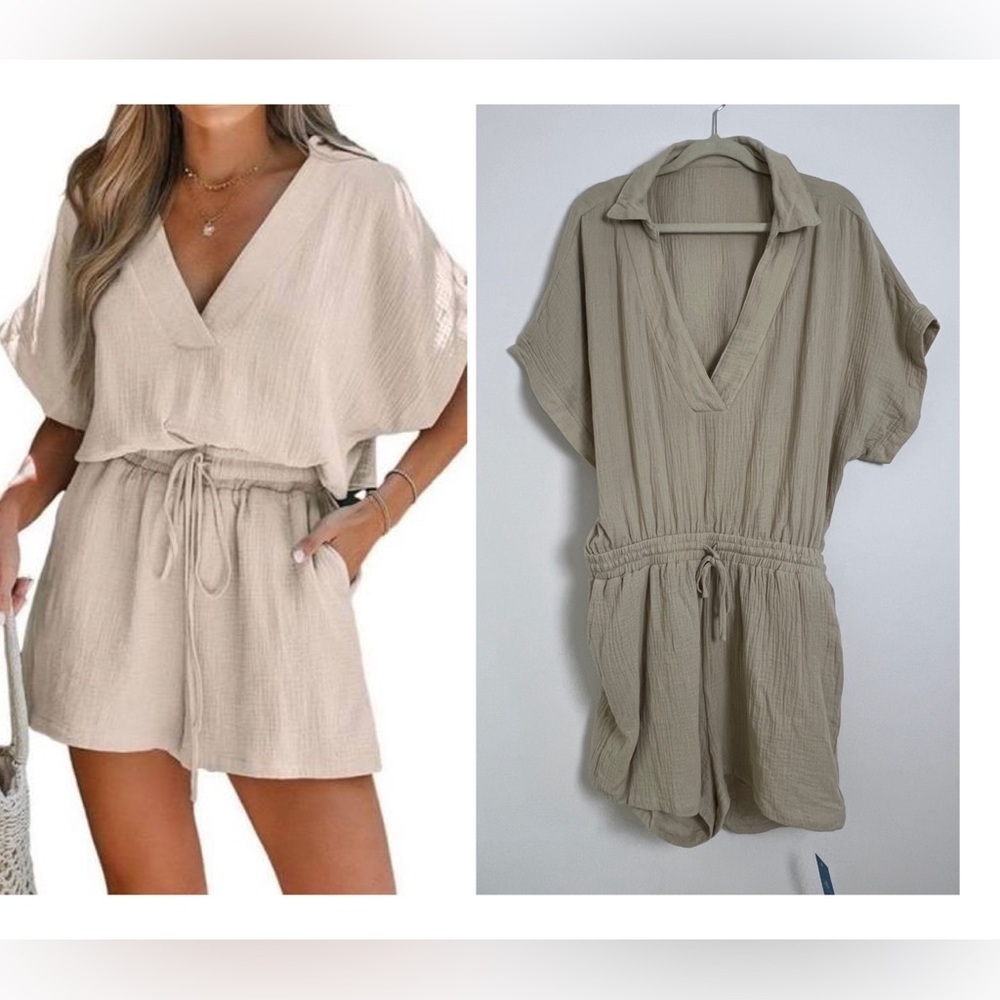 Cupshe Cream V-Neck Romper